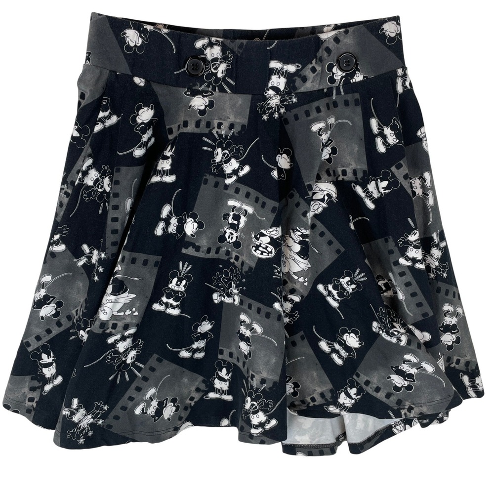 Disney Mickey Mouse Skater Skirt Black Gray Film Strip Print Size S